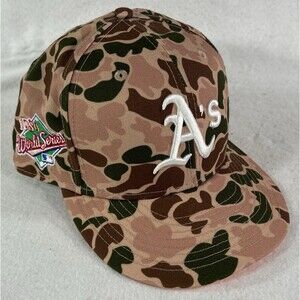 New Era 59Fifty Oakland Athletics Camo Hat 1989 World Series Fitted 7 3/8 NWOT